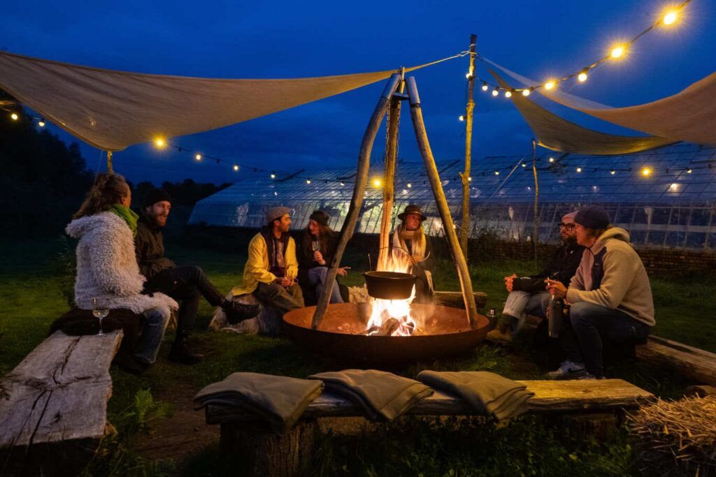 Campfire moment team retreat Yūgen Forest - conversations that matter